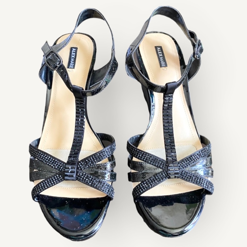 Alex Marie Black Wedge 10M Platform Heels